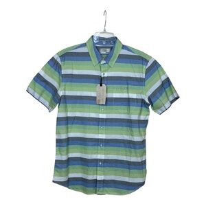 Free Planet Men's Button-Down Short Sleeve Shirt Large Striped NWT – $52 MSRP